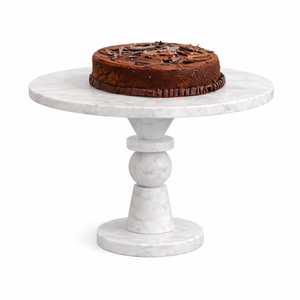 Support à gâteau de luxe en marbre blanc avec base en bois massif, élégant présentoir à desserts pour table, pâtisserie, fête, décoration - Product Image 5