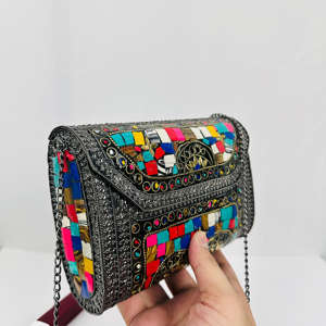 Polished <b>Gold</b>-Plated Luxury Metal Mosaic Clutch <b>Bag</b> Handmade Modern Sculpture Evening Bridal <b>Wedding</b> Purse Antique Vintage - Product Image 5