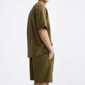 Wholesale Premium Casual Solid Plain <b>Twin</b> <b>Set</b> for Men Factory Direct Custom Logo T-Shirt & Shorts 2-Piece <b>Set</b> - Product Image 4