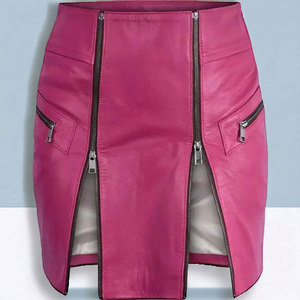 Jupe crayon en cuir taille haute pour femme, mini, couleur unie, style brillant et sexy avec poche, toutes saisons - Product Image 2
