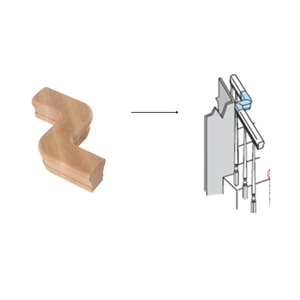 Main courante en chêne rouge certifié FSC avec revêtement en caoutchouc (décalage à gauche 7247) |   Composants en bois durables et écologiques pour les projets résidentiels - Product Image 2