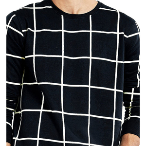 Camisa de punto de algodón de manga larga informal para hombre, con patrón geométrico de cuadrícula, para otoño, anti-bolitas, cuello en V, manga completa - Product Image 5
