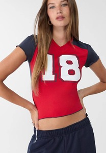 Camisetas de algodón personalizadas al por mayor con cuentas, estilo oversize, crop top de verano, estampado gráfico, cuello en V, talla grande para mujer y hombre - Product Image 4