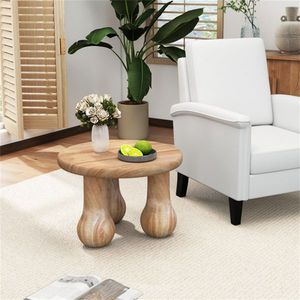 Tavolino Rotondo in Legno di Mogano Massiccio da 24 Pollici, Capacità 110 Libbre, per Uso Interno/Esterno, Aspetto Naturale - Product Image 4