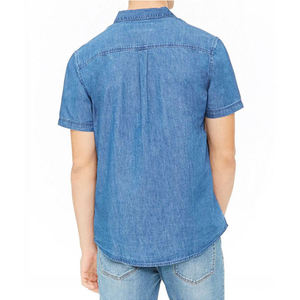 Chemise en jean à manches courtes d'été en coton décontractée à boutons pour le voyage et le travail, haut de gamme, mode outdoor, vente en gros, fabricant - Product Image 5