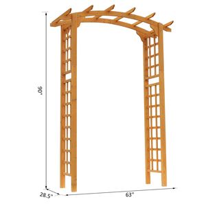 Arco da Giardino Rotondo in Legno di Abete da 2,3 m, Stile Pergola per Piante Rampicanti, Colore Giallo - Product Image 3