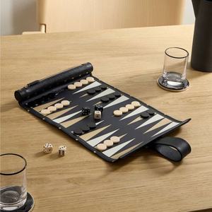 2026 New Style Customized Handmade Portable <b>Smart</b> Soft Foldable Traveling Genuine PU Leather Roll-up Backgammon Luxury <b>Game</b> Set - Product Image 1