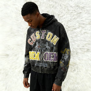 Sudadera con Capucha para Hombre, Estilo Hip Hop, Personalizada OEM, Lavada con Ácido, Impresión Digital DGT, Bordado, 400gsm, Tejido Grueso, Efecto Desgastado y Decolorado por el Sol - Product Image 2