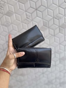 2026 Latest Genuine Leather Short Wallet Full Grain Minimalist Design Slim Purse Cash <b>Card</b> Wallet Unisex Daily Use Black <b>Colour</b> - Product Image 1