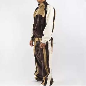 Ensemble veste et pantalon coupe-vent unisexe pour la saison d'automne, design personnalisé avec fermeture éclair, patchwork uni, respirant, extensible dans quatre directions - Product Image 3