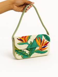 Sac à main pliable perlé avec motif poisson, style bohème rayé, à bandoulière unique pour femme - Product Image 2