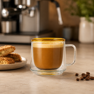 Tasse à café en verre borosilicate à double paroi de 220 ml, colorée, isolée, sans plomb, pour thé, latte, vente en gros - Product Image 5