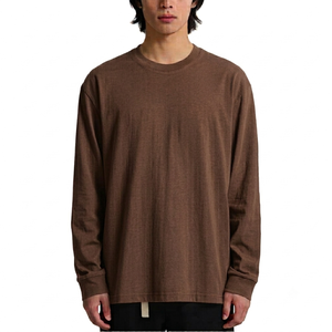 Camisas de Algodón de Color Marrón Sólido Personalizadas para Hombre, Camisas de Manga Larga de Tela Delgada con Cuello Redondo para Hombre con Servicios OEM ODM - Product Image 1