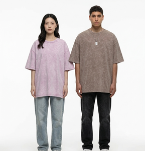 Camisetas lavadas con ácido personalizadas 2024, gran oferta, ropa informal estilo Hip Hop, Tops para hombres, Material de estambre gráfico de moda - Product Image 1
