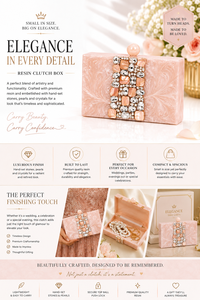 Pochette rectangulaire rose en résine avec décorations de perles et de strass, style glamour hollywoodien pour mariage et soirée - Product Image 5