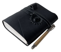 Carnet en cuir fait main 5x7 pouces, cuir brun pierre, fermeture C, design vintage, porte-stylo, cadeau, logo personnalisé, haute qualité
