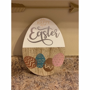 Wholesale Wood Easter Egg Table Sign Happy Easter Wooden Desktop Plaque Decoration For Holiday Home Party Tabletop Decor Gift - Product Image 1