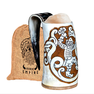 Taza de Cerveza Artesanal de Cuerno de Búfalo Natural, de Origen Ético, Ecológica, para Clubes, Bares, Restaurantes y Decoración - Product Image 1