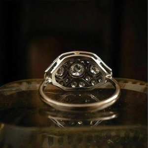 Anillo Art Deco Vintage con Diamante Blanco de Corte Redondo de 1 Quilate, Anillo de Aniversario de Bodas, Joyería Art Deco, Anillo con Acabado en Oro Blanco de 14 Quilates para Mujer - Product Image 4