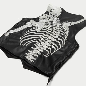 Gilet de motard en cuir de vachette véritable pour homme, design personnalisé, gilet de motard en cuir de haute qualité, col montant, gilet pour homme - Product Image 6