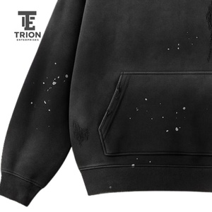 เสื้อฮู้ดดี้ผู้ชายสไตล์วินเทจ ขาดๆ แบบสตรีทแวร์ ผ้าฟลีซ ทรงโอเวอร์ไซส์ มีฮู้ด แฟชั่น รับสกรีนโลโก้ สั่งซื้อจำนวนมากได้ - Product Image 3