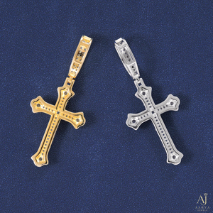 Colgante de cruz de moissanita color oro, collar con dije de cubo de hielo, joyería de cruz con diamantes de imitación para hombre - Product Image 5