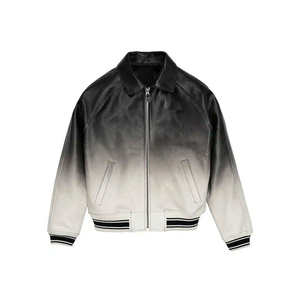 Chaqueta Bomber Impermeable de Cuero Degradado para Hombre TITAN TREAD WEAR, Cuello Alto, Cierre de Cremallera, Corte Regular, con Tachuelas, para Invierno y Motociclismo - Product Image 1