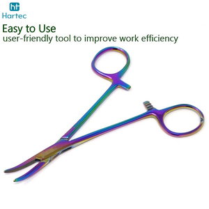 คีมหนีบเลือด Hemostat 5 ยาว ปลายโค้งหยักเต็มด้าม ผลิตจากสแตนเลสสตีล สีมัลติไทเทเนียม พร้อมตัวล็อค คีมคีลลี่ - Product Image 4