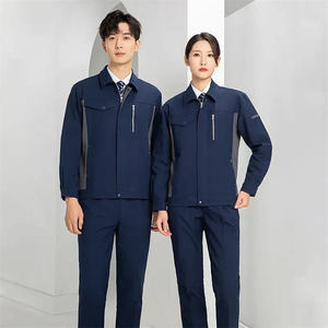 Workshop Logo Custom Breathable Anti-static <b>Reflective</b> Polyester Cotton Work Uniform Coverall Jacket Set with Zipper <b>Top</b> Pant - Product Image 5