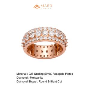 Mens Rose Gold Tone Moissanite Diamond Eternity Band <b>Ring</b> Luxury Hip Hop Jewelry for Men - Product Image 6