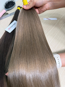 ผมต่อแท้ 100% เกรดพรีเมียม สีน้ำตาลเข้มธรรมชาติ แบบตรง เวียดนาม ยี่ห้อ Nasa Hair Luxury  แบบยกมัด  จัดเรียงเกล็ดผม - Product Image 2
