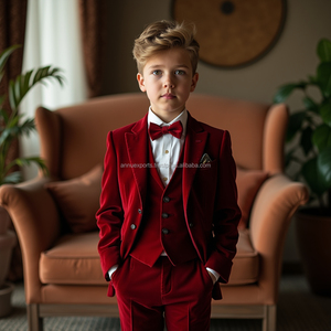 Custom Boys Burnt Orange 3 Piece Suit Formal Wedding <b>Ring</b> Bearer Party Blazer Vest Pants Set - Product Image 5