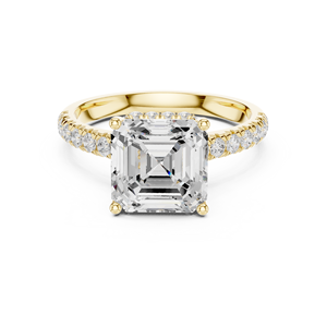 แหวนทองคำขาว 14k สุดหรู ประดับเพชรทรง Asscher ที่เพาะเลี้ยงในห้องปฏิบัติการ พร้อมแถบฝังเพชรด้านข้าง เครื่องประดับสุดหรูสำหรับผู้หญิงและเด็กผู้หญิง - Product Image 3