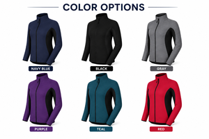 Women's Navy Blue Full Zip <b>Cycling</b> Jacket Windproof Polyester Long Sleeve Sport Wear - Product Image 4