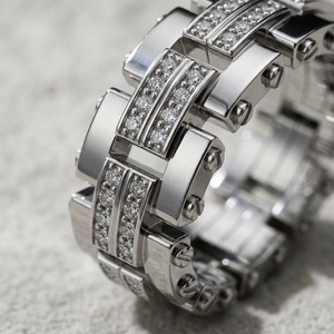 Anillo de compromiso personalizado para hombre, de oro blanco, con incrustaciones completas de diamantes de laboratorio VVS, estilo Hip Hop, con diseño de cadena industrial de peso pesado, RAAMAA - Product Image 3