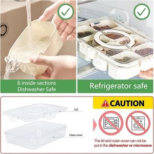 Contenitore Portatile Trasparente per Snack con Vassoio Divisorio, Scatola Snackle con Coperchio e Manico per Conservazione Alimenti, Taglieri per Salumi - Product Image 3