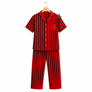Delta Sigma Sorority Greek Apparel Heritage Masonic Regalia Red Black Striped Women Sleep Wear Elegant <b>PJs</b> Night Wear - Product Image 1