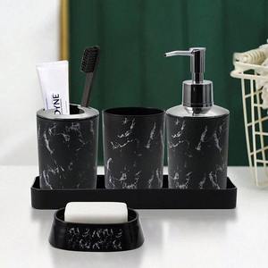 Ensemble d'accessoires de salle de bain de luxe 6 pièces en résine premium : distributeur de savon, porte-brosse à dents - Product Image 2
