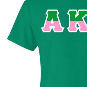 Camiseta AKA de dos tonos con letras griegas para mujer, camiseta verde y rosa para hermandades, ropa informal universitaria, top de verano - Product Image 2