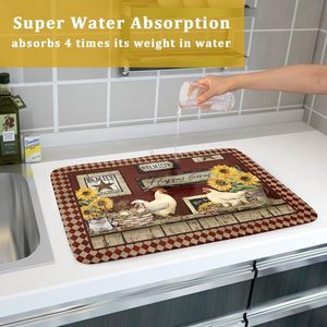 Tapete Escurridor de Platos Rooster de 18x24 Pulgadas, de Microfibra Absorbente de Secado Rápido, Accesorio para Encimera de Cocina, Estilo Rústico con Diseño de Gallina - Product Image 5