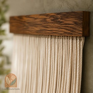 Tapiz de Macramé de Alta Calidad para Colgar en la Pared, con Rayas Verticales Verdes y Blancas, Rectangular, Decoración para el Hogar, Pieza de Arte para la Sala de Estar - Product Image 3