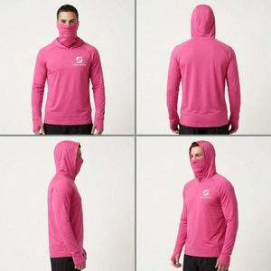 Haut de pêche rose UPF 50 à manches longues en soie glacée, imprimé numérique, respirant, protection solaire, pour le sport - Product Image 2