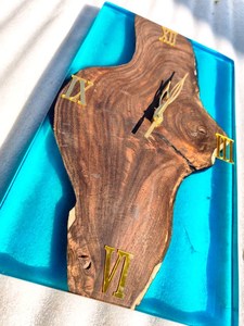 Epoxy Wooden Wall <b>Clock</b> Live Edge Wood <b>Clock</b> Handmade Statement Timepiece Rustic Modern Home Decor Housewarming Gift - Product Image 5