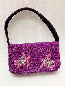 Purple Beaded Shoulder <b>Bag</b> Turtle Design Indian Fully Handcrafted Evening Party Fashion <b>Womens</b> Handmade Purse Accessory Gift <b>Bag</b> - Product Image 3