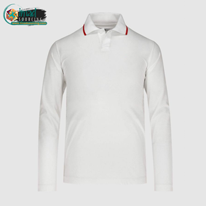 Custom Logo <b>Men's</b> White Long Sleeve <b>Polo</b> <b>Shirt</b> <b>Red</b> Contrast Tipping Collar Golf <b>Polo</b> Manufacturer - Product Image 1