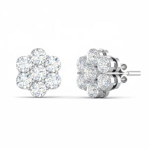 Boucles d'oreilles classiques en argent sterling 925 plaqué or 14 carats avec breloque couronne en moissanite et 14 diamants taille brillant - Product Image 4