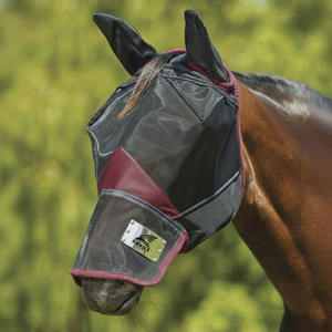 Masque anti-mouches respirant et confortable pour chevaux avec protection UV, élastique et doté de protections pour les oreilles et les yeux en maille - Product Image 3