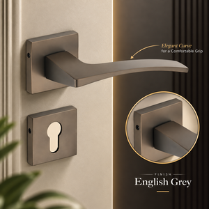 Amaze Lever On Rose <b>Handle</b> With English Grey Finish Modern Door Hardware For Interior Doors Residential And Commercial Use - Product Image 4
