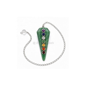 Péndulo de Aventurina Verde de 7 Chakras al por Mayor, Péndulo de Piedras Preciosas de Siete Chakras para Reiki, Exportación al por Mayor desde India - Product Image 1