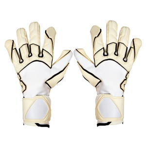 Nouveaux Gants de Gardien de But de Football 2026, Doigts Entiers, Antidérapants, Respirants, en Cuir, Unisexe, Fermeture Auto-agrippante, Blanc Beige - Product Image 1